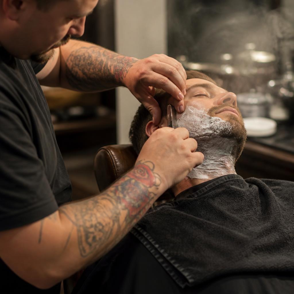 Straight razor hot towel shave